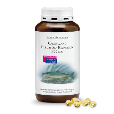 Изглед на опаковката на продукта "Omega 3 Fishoil-Capsules 500 mg" омега-3